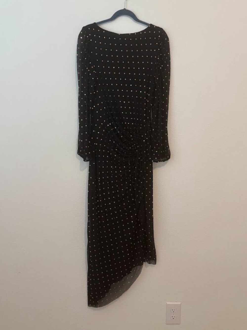 Alex Marie Hazel Beaded Mesh Boat Neck Long Sleeve Dress – Black – Size 10